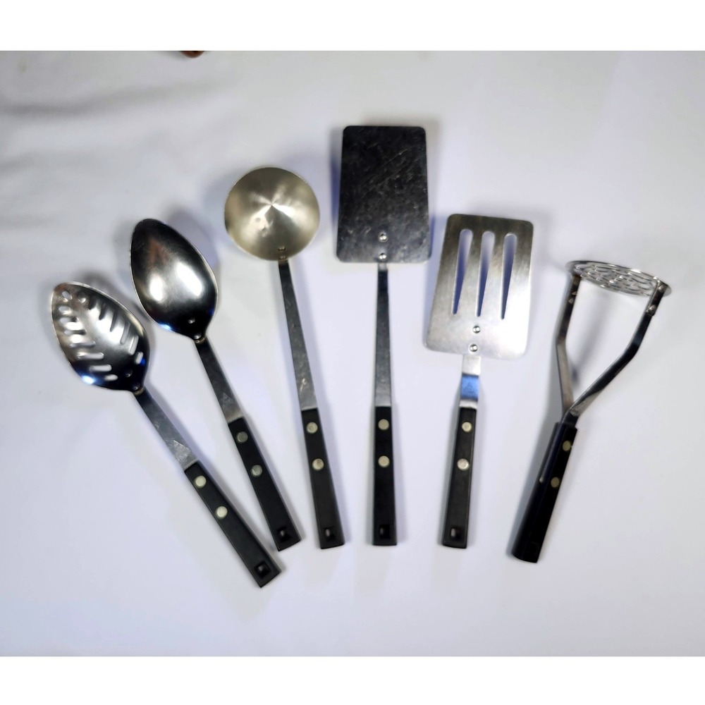 Vintage Household Brand Stainless Steel Kitchen Utensil Set 6pc USA MCM